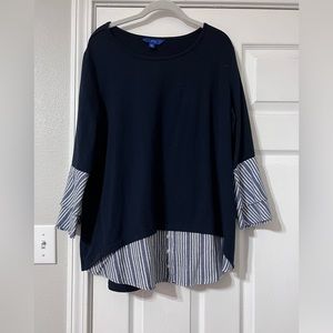 Apt. 9 EUC, navy, layered look top.